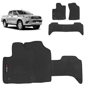 Jogo de Tapete Borracha Hilux 2016 a 2020 Preto 3 Peças