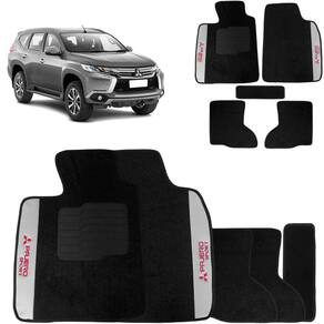 Jogo de Tapetes Carpete Pajero Sport 2010 a 2020 Preto 5 Peças