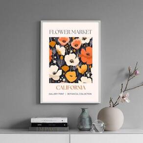 Quadro Poster Flower Market - California 33X24Cm - Com Vidro