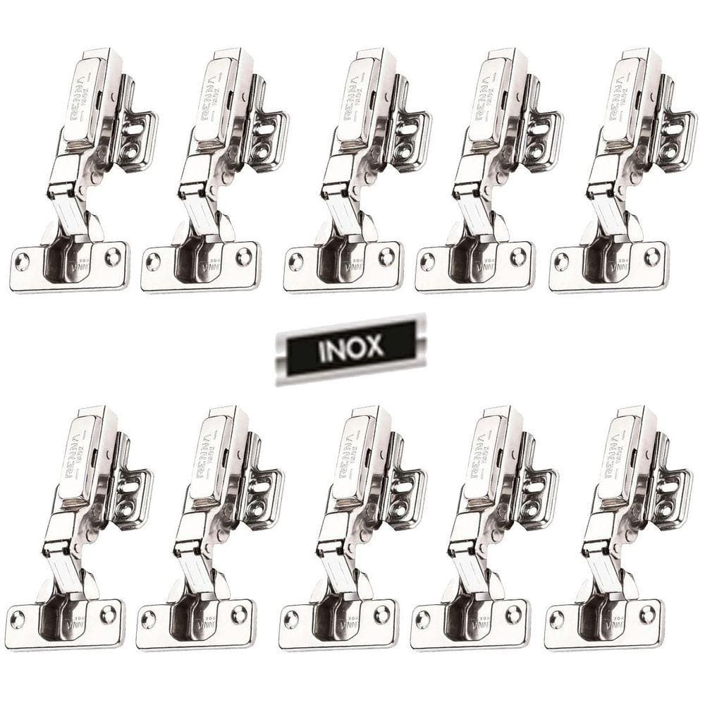 Kit 10 Dobradiça Slow Inox 35Mm 95º Reta Renna