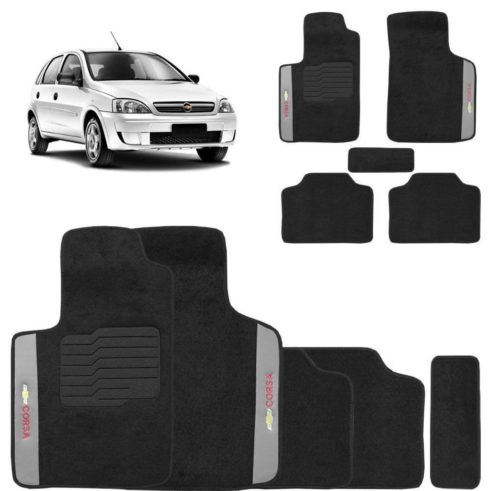 Jogo de Tapetes Carpete Corsa II 2002 a 2012 Preto 5 Peças