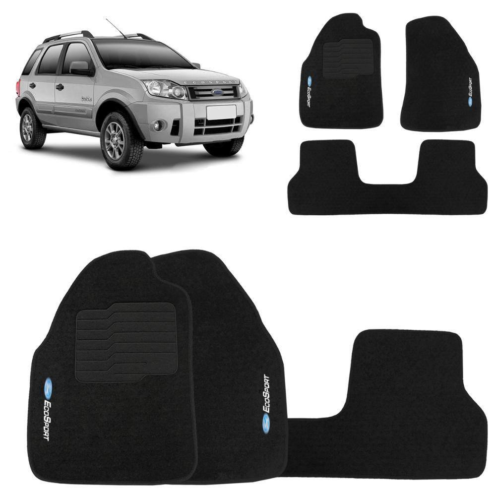 Jogo de Tapete Carpete Ecosport 2003 a 2012 Preto 3 Peças