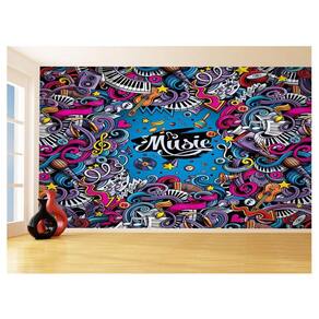 Papel De Parede 3D Musica Music Arte Colorido 3,5M Mus97
