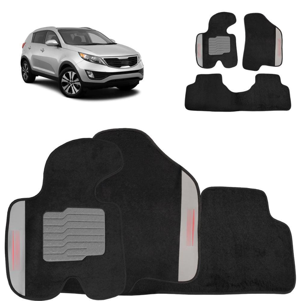 Jogo de Tapete Carpete Sportage 2011 a 2016 Preto 3 Peças