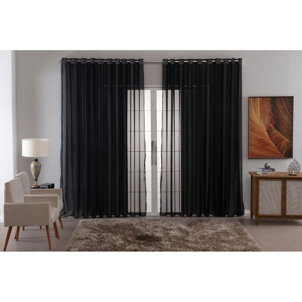 Cortina Sala Quarto Voal Liso Delicate 400X2,50 Transparente