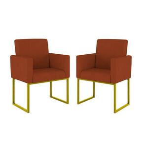 Kit 02 Cadeiras Poltrona Decorativa Sala Quarto Base Dourado