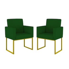 Kit 02 Cadeiras Poltrona Decorativa Sala Quarto Base Dourado