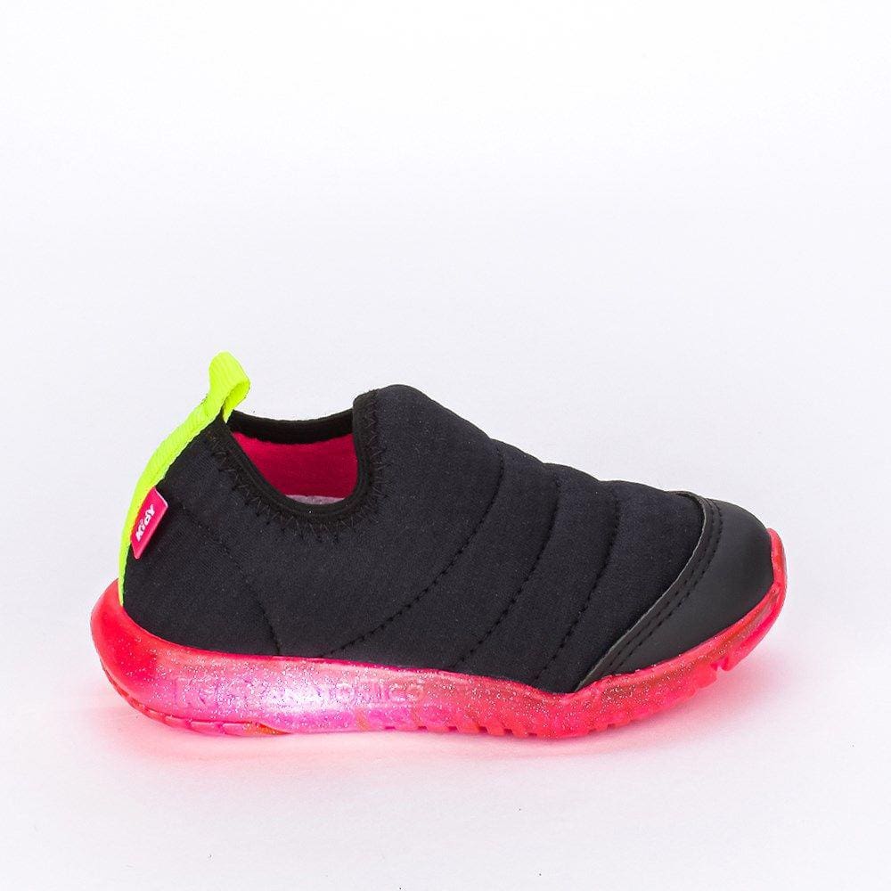 Tênis Infantil de Luz Kidy Flex Calce Fácil Preto e Pink
