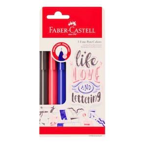 Caneta Fine Pen Colors 0.4mm Ponta Fina Estojo 3 Cores Faber Castell