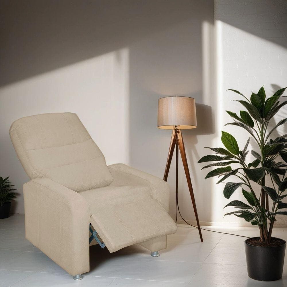 Poltrona Do Papai Reclinável Confortável Suede Bege
