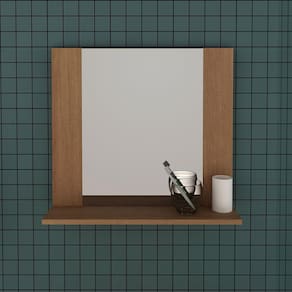 Espelheira Suspensa para Banheiro 60x54cm Amêndoa