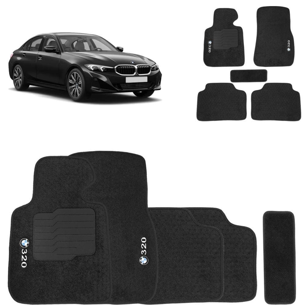Jogo de Tapete Carpete BMW 320i 2013 a 2024 Preto 5 Peças