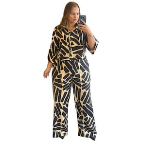 Conjunto Plus Size Linho Estampado