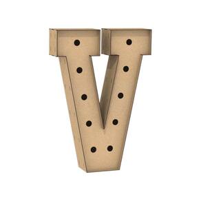Letra Caixa Grande V Mdf 90Cm Altura Furo Lampada Iluminação