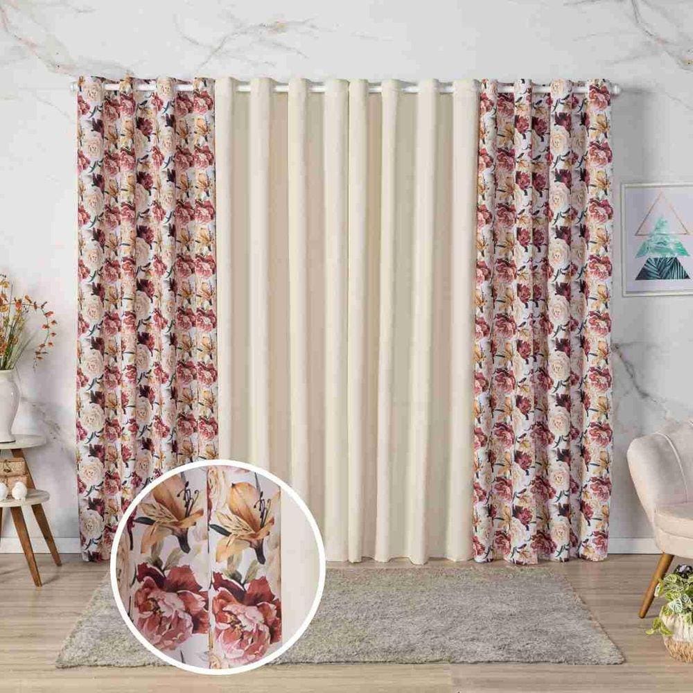 Cortina Floratta Decoração De Sala, Cozinha, 3,00M X 2,20M