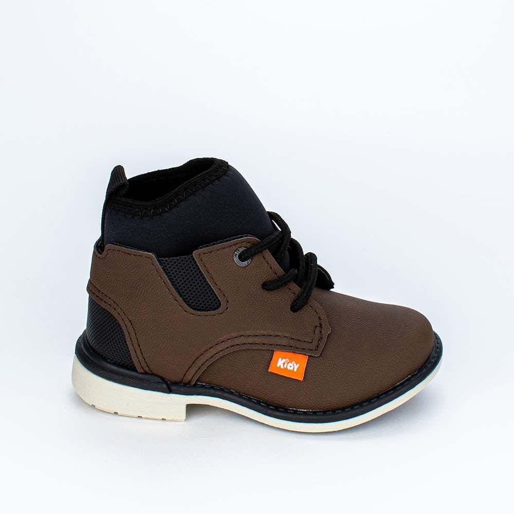 Coturno Infantil Masculino Kidy Max Comfort Marrom e Preto