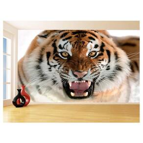 Papel De Parede 3D Animais Tigre Rosto Bravo 3,5M Anm556