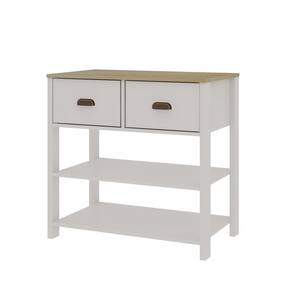 Aparador Buffet Multifuncional 2 Gavetas com Rodizio Branco/Savana Genialflex