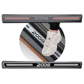 Jogo Soleira Premium Elegance Peugeot 2008 2015 2016 2017 2018 - 4 Portas ( Vinil + Resinada 8 Peças )