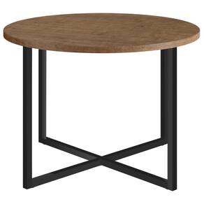 Mesa de Centro Redonda Artesano 50 cm (largura) em MDP Vermont Estrutura Metálica em Aço Preto