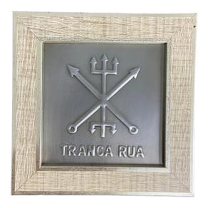Quadro Orixá Exú Tranca Rua Madeira Carvalho 13 X13 Cm
