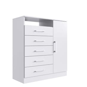 Cômoda Sapateira Rubi 5 Gavetas 1 Porta Branco Megasul
