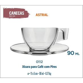 24 Xícara Café Com Pires Curto Pequeno - Astral 90Ml