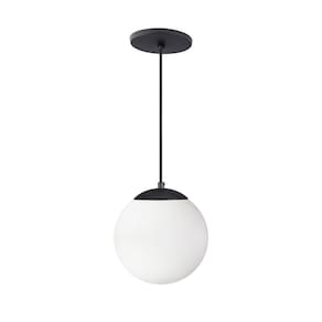 Pendente Globo Esfera De Vidro Branco Fosco 20cm - Preto