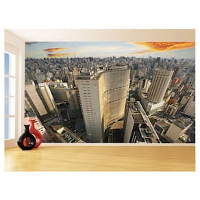 Papel De Parede 3D Cidade São Paulo Prédios Céu 3,5M Ncd334