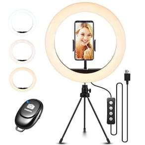 Ring Light 26Cm Luz Selfie Maquiagem Youtuber Tripé Pequeno