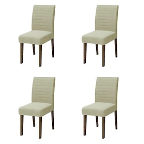 Conjunto Com 4 Cadeiras Estofada Sala de Jantar Onix Creta Cedro / Areia Dobuê