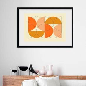 Quadro Geométrico Do Laranja Ao Mostarda - 60X48Cm