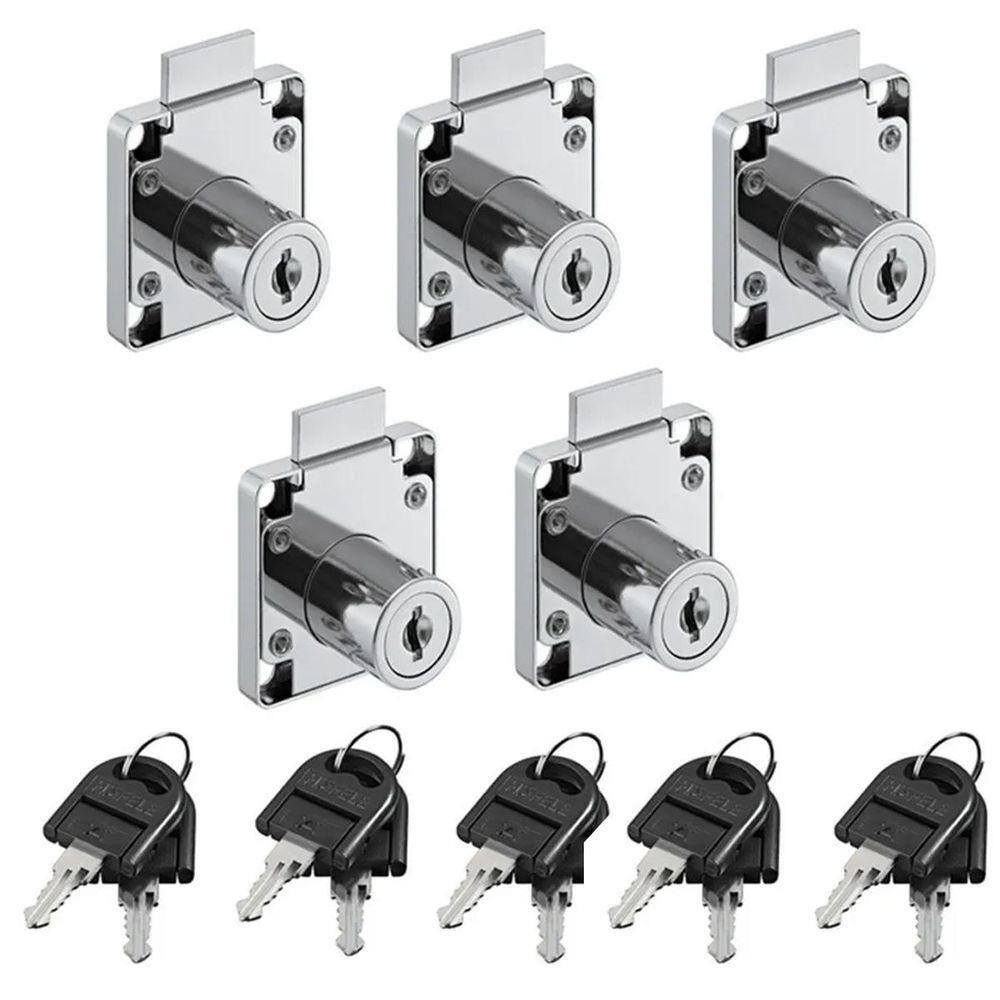 Kit 5 Fechadura Para Gaveta 22Mm Niquelada Hafele