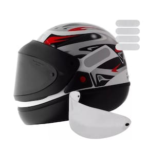 Capacete San Marino Masculino Branco Mais Viseira Fumê E Adesivo