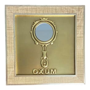 Quadro Orixá Oxum Em Aço E Madeira Carvalho 16,5X16,5Cm
