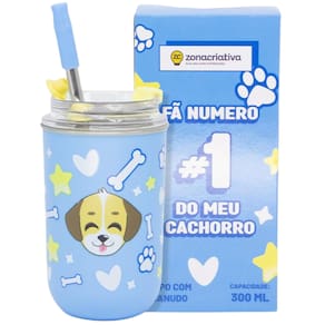 Copo Eu Amo Dogs Cachorro Cachorrinho Térmico Quente Gelado 300ml Com Tampa E Canudo