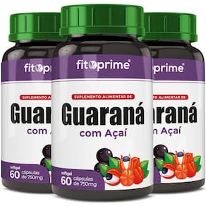 Kit 3 Guaraná Com Açai 60 Cápsulas 750Mg Fitoprime