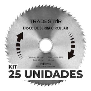 Kit 25 Discos Serra Circular Madeira 72 D 110x20mm Makita