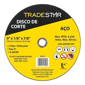 Disco De Corte Metal 9 230x3,0 Mm Furo 22-23 Mm