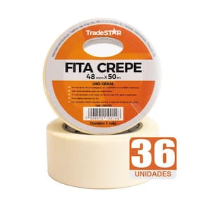 Fita Adesiva Crepe Papel 48mm X 50m C-36 Rolos 48x50