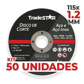 Kit 50 Discos De Corte Metal Inox 115x1,2mm Esmerilhadeira