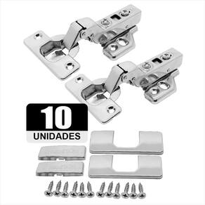 Kit 10 Dobradiça Easy Tn Click Alta Capa Parafuso Aço Inox