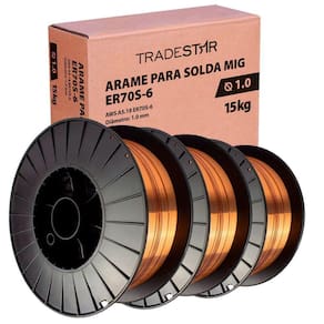 Kit 3 Rolos Arame Para Solda Mig Com Gás 1,0 Mm 15kg Er70s-7
