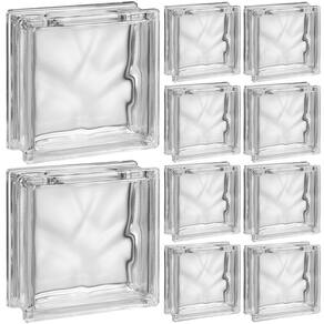 Kit 10 Tijolos Bloco De Vidro Transparente 19x19x8 Ondas