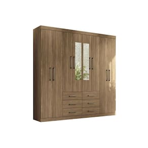 Guarda Roupa Casal 8 Portas e 6 Gavetas c/ Espelho Liverpool Jatoba/Ebano - Santos Andirá