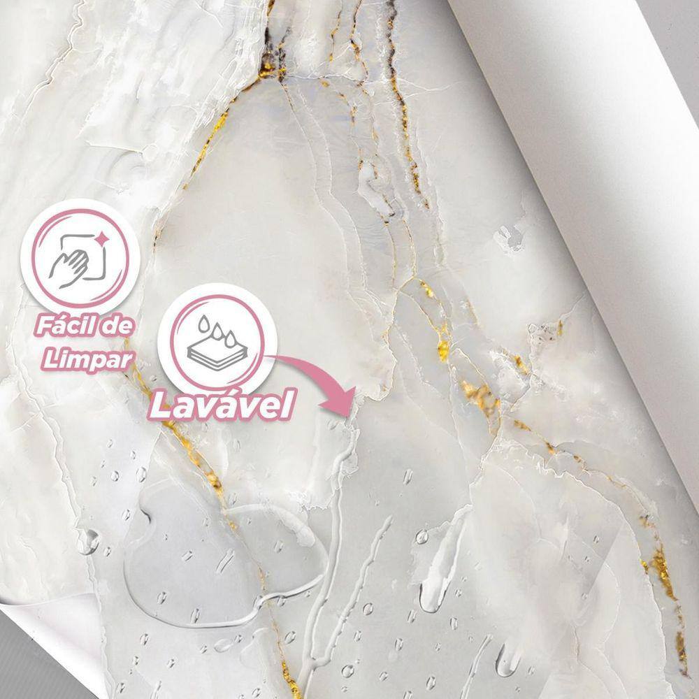 Papel De Parede Painel 3D Mármore Branco Dourado Viníl 3,5M