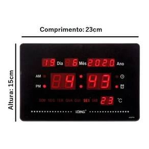 Relógio Digital Para Comercio Parede Mesa Data Temperatura