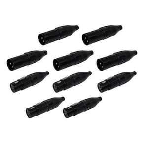 Kit 10 Conector Xlr Canon Macho E Femea Preto Csr 1030