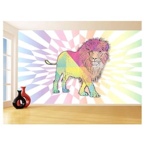 Papel De Parede Animais Pop Art Leão Rei Selva 3,5M Pxa38