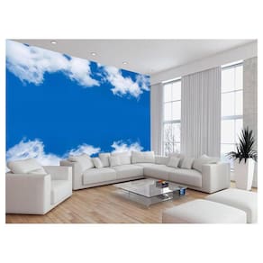 Papel De Parede 3D Paisagem Céu Azul Nuvens 3,5M Nsk115